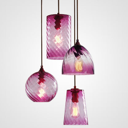 Modern Amber Blue Violet Curved Glass Pendant Lighting 8