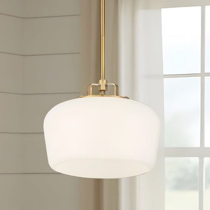Modern Antique Brass Opal White Glass Shade Pendant Light Kitchen Island 0