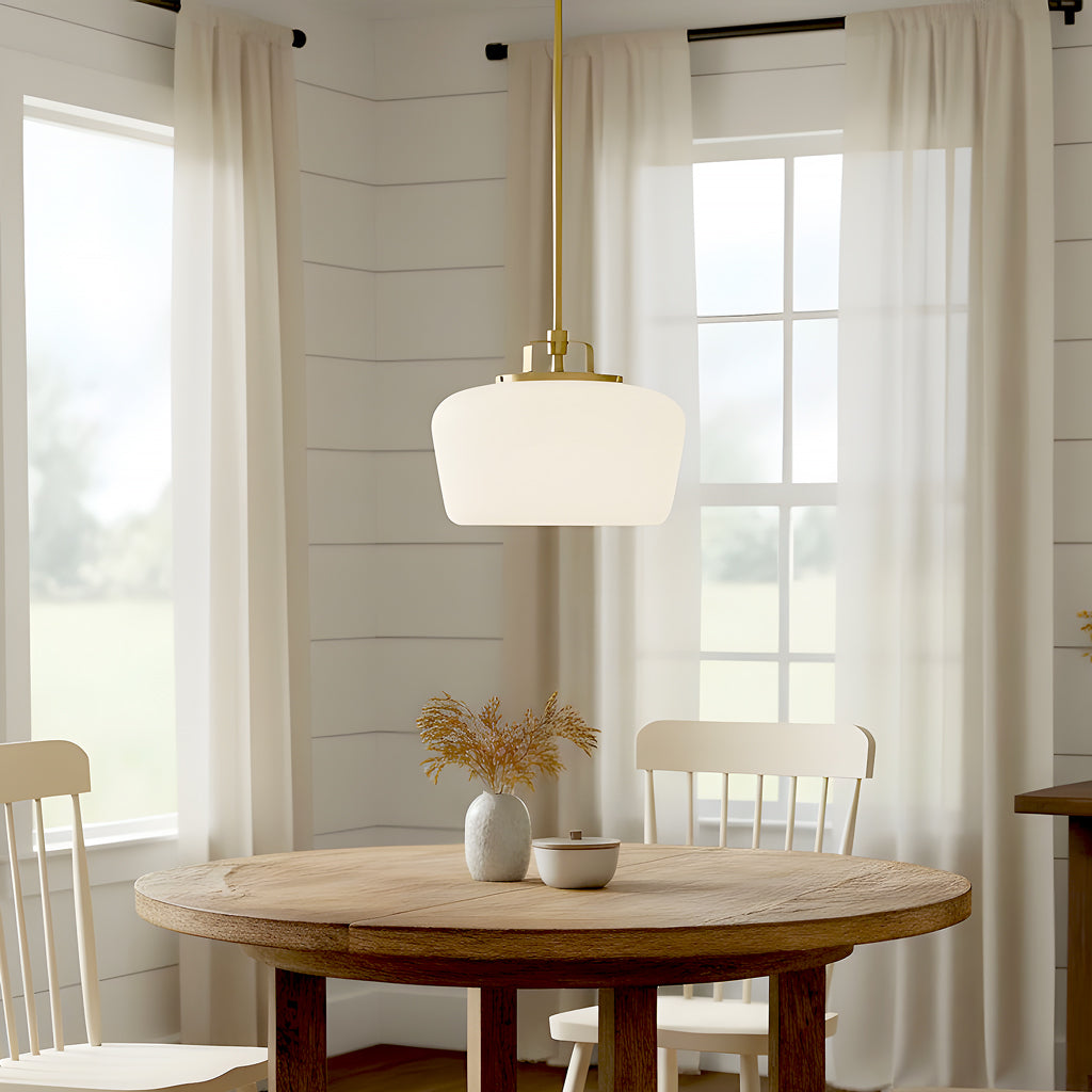 Modern Antique Brass Opal White Glass Shade Pendant Light Kitchen Island 4