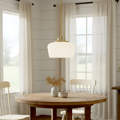 Modern Antique Brass Opal White Glass Shade Pendant Light Kitchen Island 4