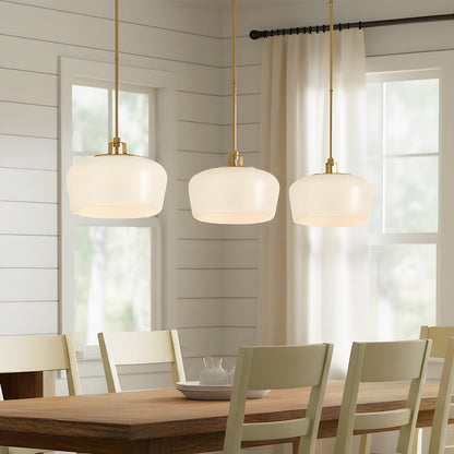 Modern Antique Brass Opal White Glass Shade Pendant Light Kitchen Island 5