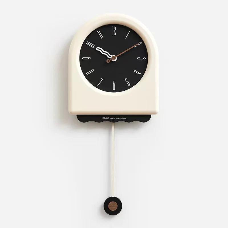 RoyaleGlow Modern Arch Pendulum Wall Clock - Wavy Design Acrylic & Metal for Home Decor-Royale Basic