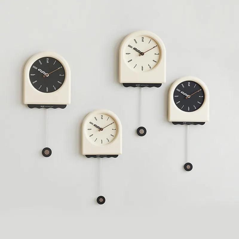 RoyaleGlow Modern Arch Pendulum Wall Clock - Wavy Design Acrylic & Metal for Home Decor-Royale Basic