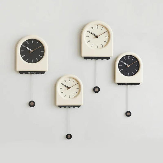 RoyaleGlow Modern Arch Pendulum Wall Clock - Wavy Design Acrylic & Metal for Home Decor-Royale Basic
