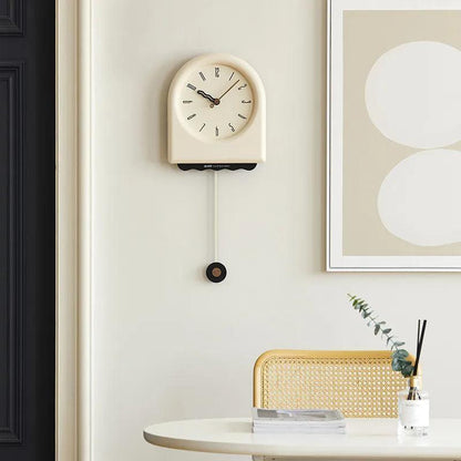 RoyaleGlow Modern Arch Pendulum Wall Clock - Wavy Design Acrylic & Metal for Home Decor-Royale Basic