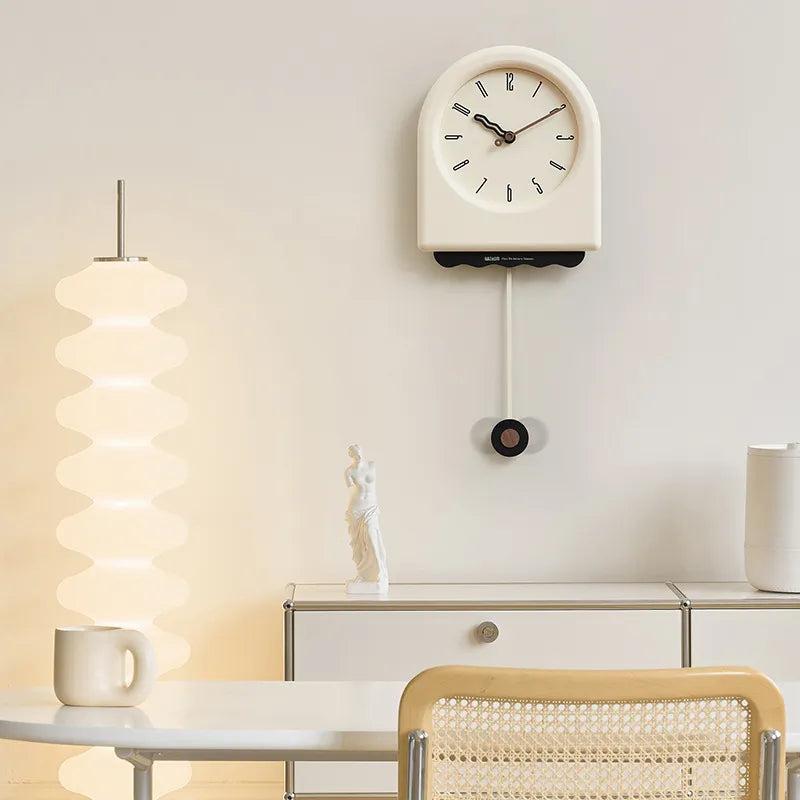 RoyaleGlow Modern Arch Pendulum Wall Clock - Wavy Design Acrylic & Metal for Home Decor-Royale Basic