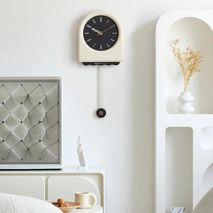RoyaleGlow Modern Arch Pendulum Wall Clock - Wavy Design Acrylic & Metal for Home Decor-Royale Basic