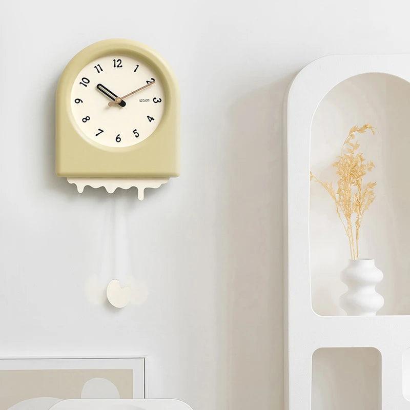RoyaleGlow Modern Arch Pendulum Wall Clock - Wavy Design Acrylic & Metal for Home Decor-Royale Basic