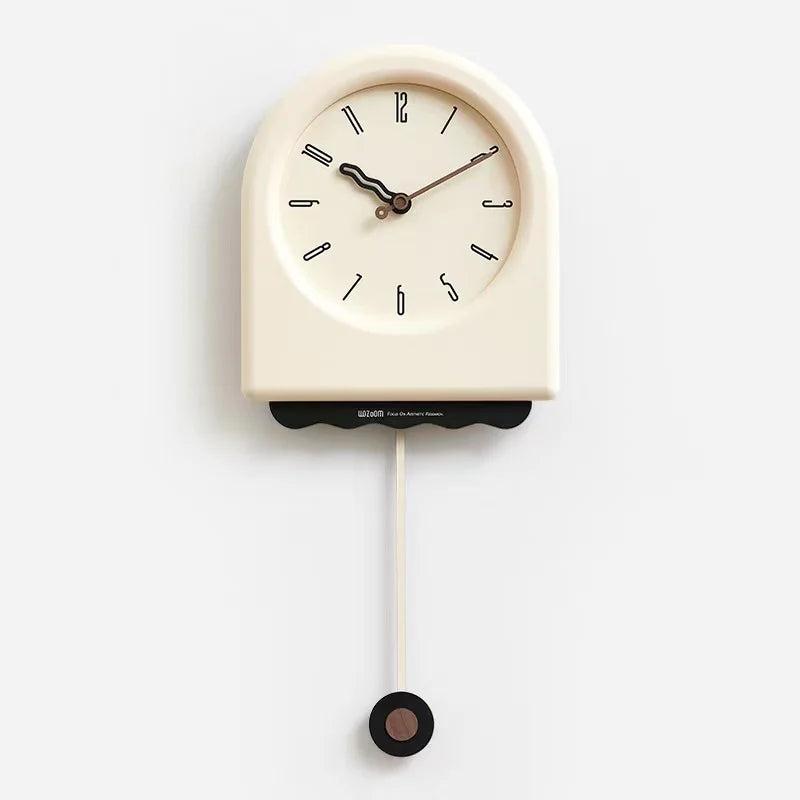 RoyaleGlow Modern Arch Pendulum Wall Clock - Wavy Design Acrylic & Metal for Home Decor-Royale Basic