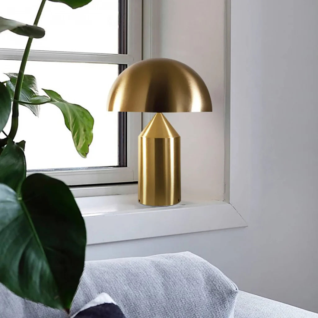 LuxRoyale Modern Gold Mushroom Table Lamp-Dimmable LED Desk Light