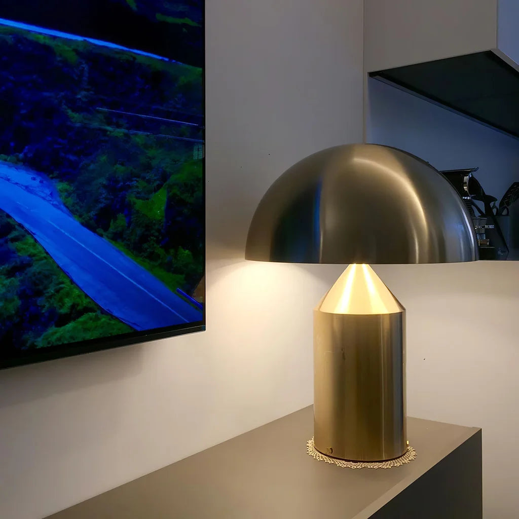 LuxRoyale Modern Gold Mushroom Table Lamp-Dimmable LED Desk Light