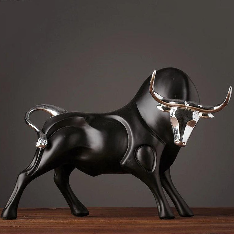 RoyaleGlow Red Charging Bull Sculpture - Modern Resin Finance Decor for Office & Home-Royale Basic