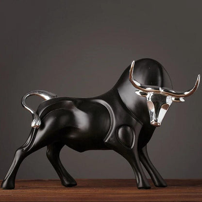 RoyaleGlow Red Charging Bull Sculpture - Modern Resin Finance Decor for Office & Home-Royale Basic