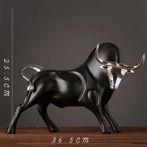 RoyaleGlow Red Charging Bull Sculpture - Modern Resin Finance Decor for Office & Home-Royale Basic