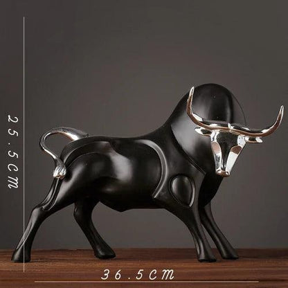 RoyaleGlow Red Charging Bull Sculpture - Modern Resin Finance Decor for Office & Home-Royale Basic