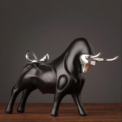 RoyaleGlow Red Charging Bull Sculpture - Modern Resin Finance Decor for Office & Home-Royale Basic