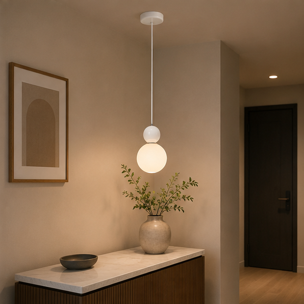 Modern Color Round Ball LED Single-Head Pendant Lamp with Glass Injection-Molded Cover for Bedroom and Dining Room E27