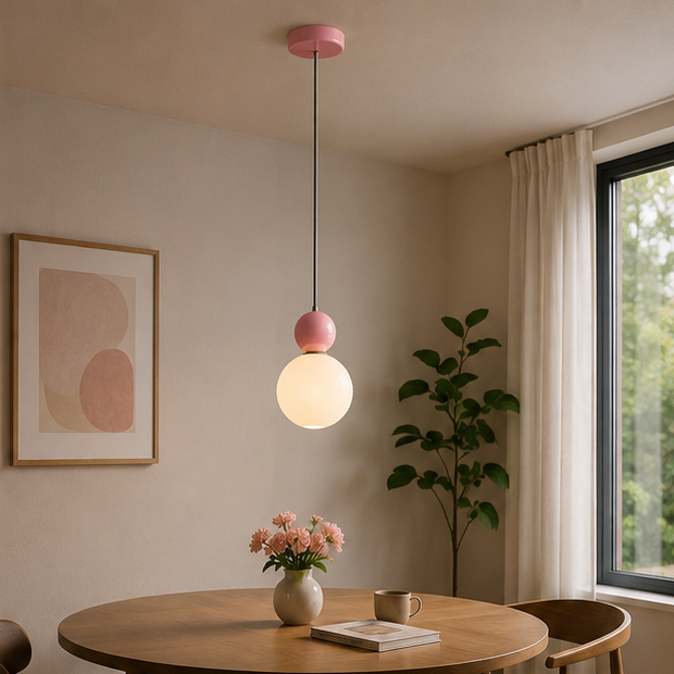 Modern Color Round Ball LED Single-Head Pendant Lamp with Glass Injection-Molded Cover for Bedroom and Dining Room E27 