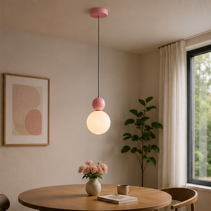 Modern Color Round Ball LED Single-Head Pendant Lamp with Glass Injection-Molded Cover for Bedroom and Dining Room E27 