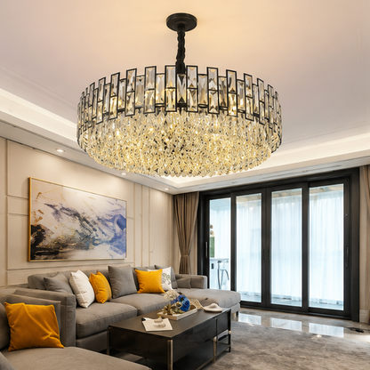 Modern Crystal Chandelier For Living Room Dining Room Black Light Round Lustre Led Chandeliers