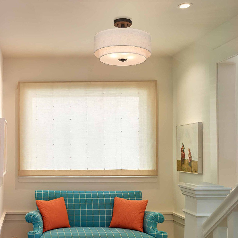 Modern Double Tier Drum Ceiling Light 3