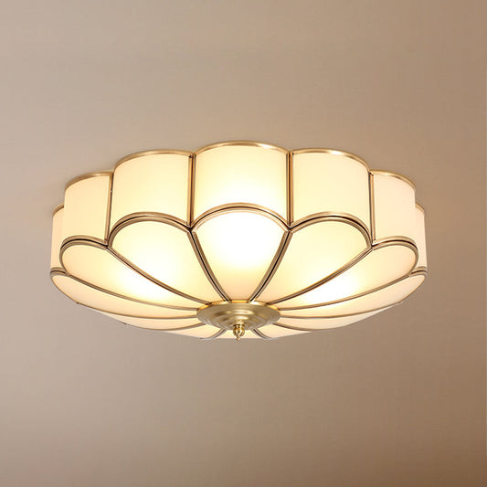 LuxRoyale Flower Glass Recessed Ceiling Light, Frosted Brass Frame Modern Lamp