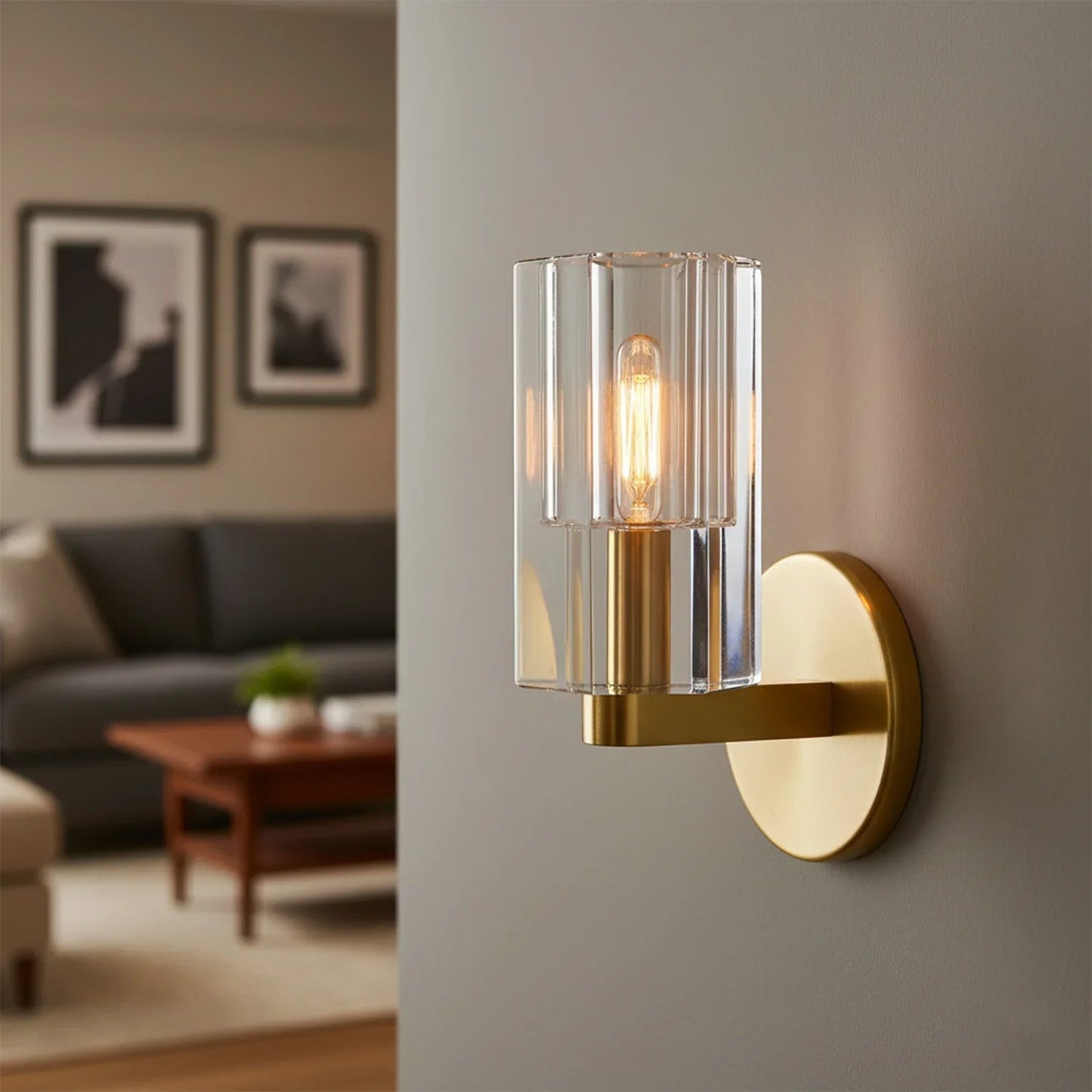 Modern Fluted Crystal Wall Sconce 1