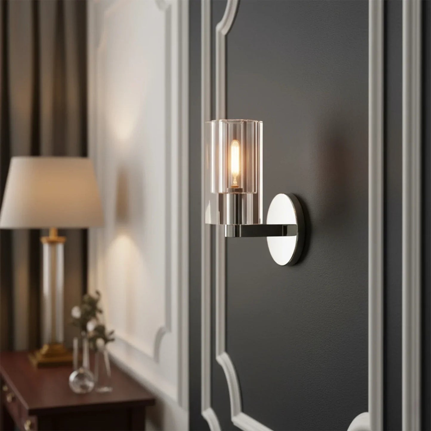 Modern Fluted Crystal Wall Sconce 9