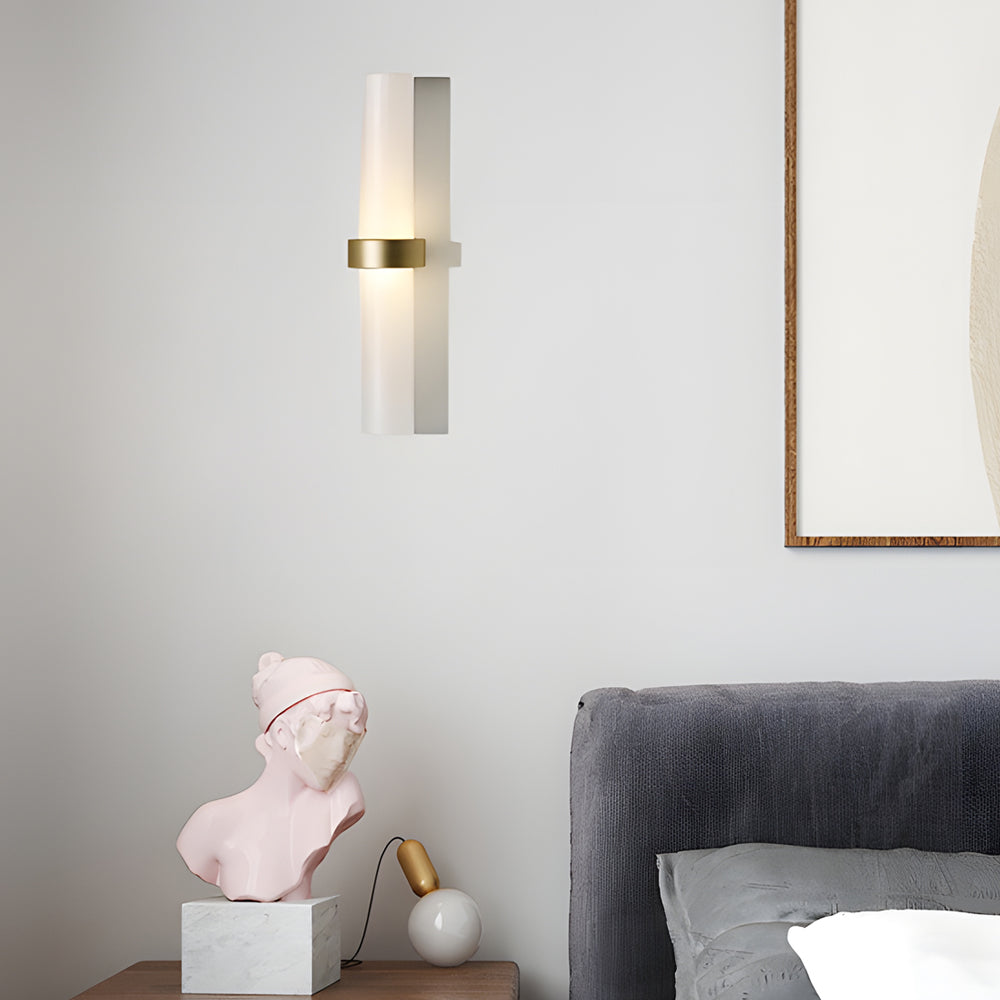 Modern Frosted Glass Tube 1-Light Wall Sconce in Warm White for Living Room 0