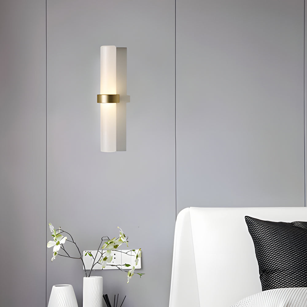 Modern Frosted Glass Tube 1-Light Wall Sconce in Warm White for Living Room 2