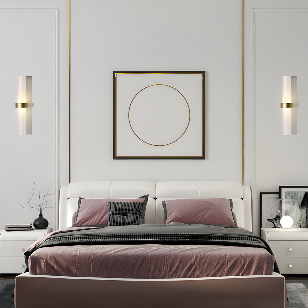 Modern Frosted Glass Tube 1-Light Wall Sconce in Warm White for Living Room 3