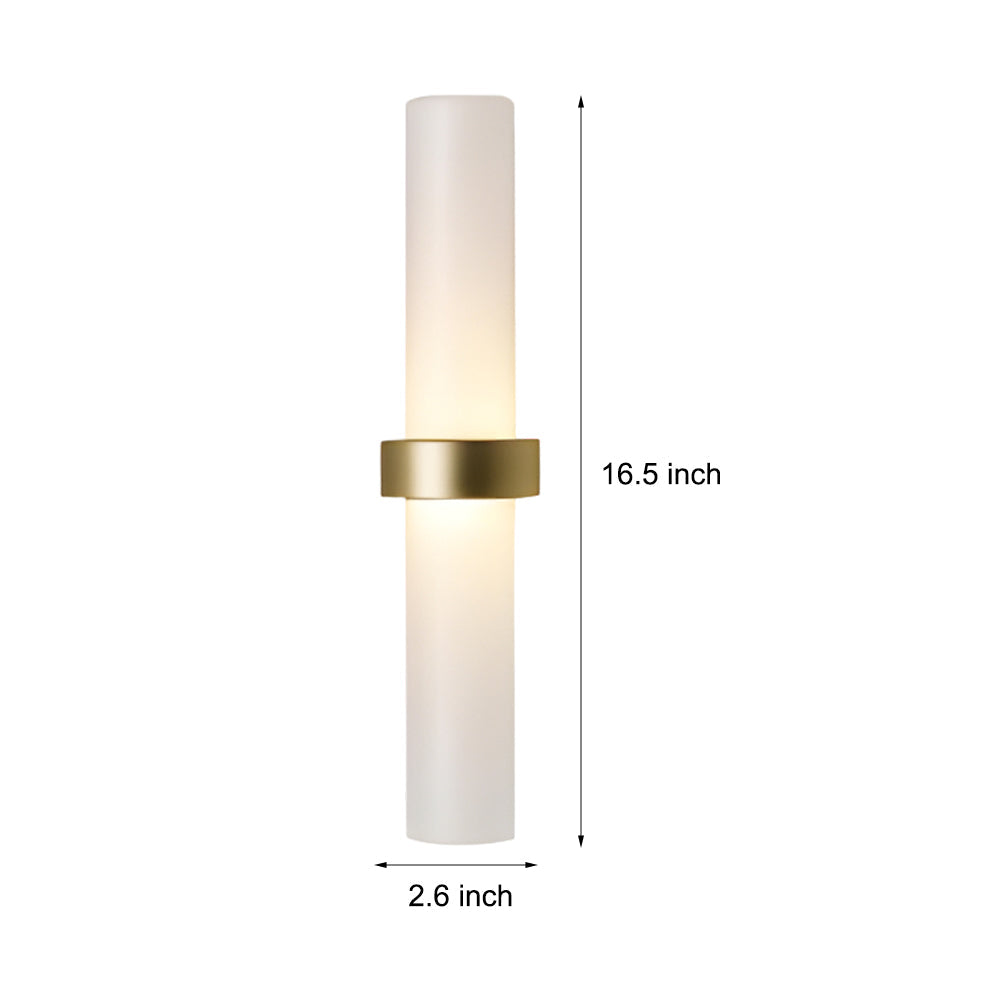 Modern Frosted Glass Tube 1-Light Wall Sconce in Warm White for Living Room 4