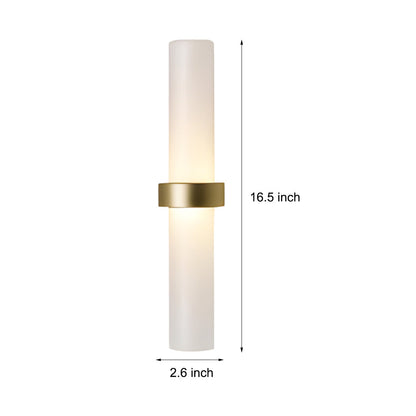 Modern Frosted Glass Tube 1-Light Wall Sconce in Warm White for Living Room 4