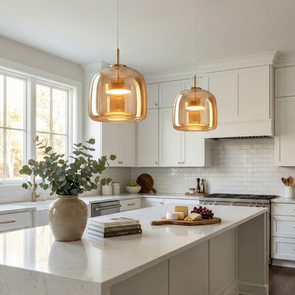 Modern Glass Pendant Light with Adjustable Cord – Black Hanging Lights for Kitchen 0