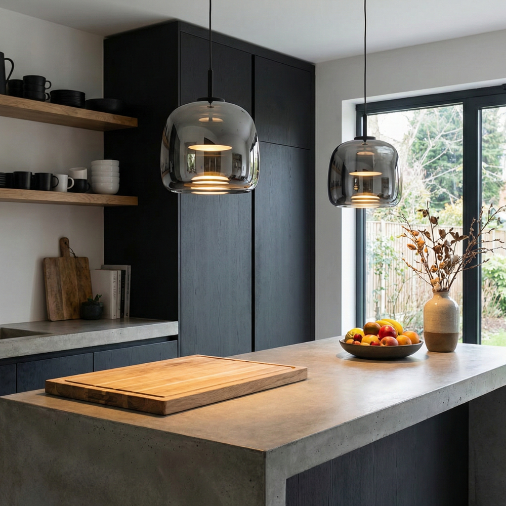 Modern Glass Pendant Light with Adjustable Cord – Black Hanging Lights for Kitchen 3