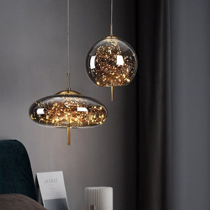 LuxRoyale Smoky Glass Pendant Light, Adjustable Wire Modern Lamp for Kitchen Island