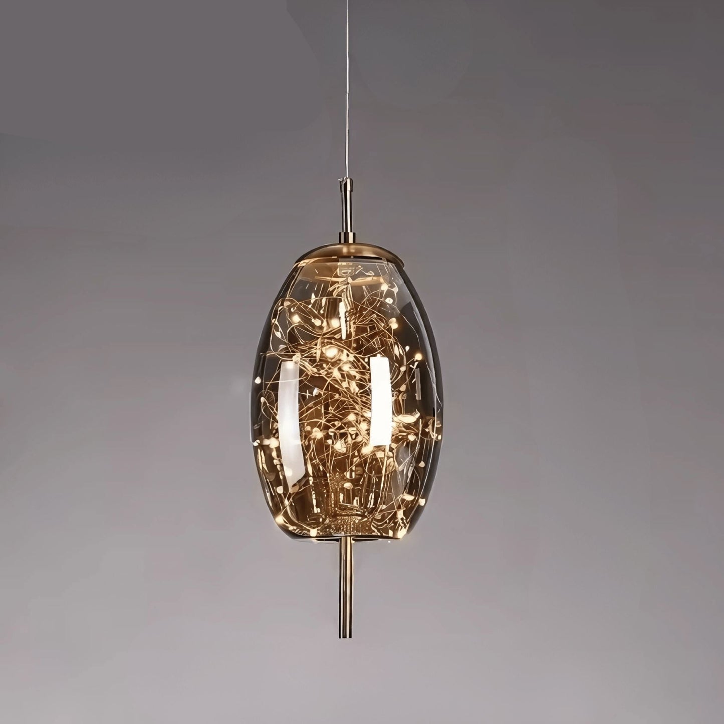 LuxRoyale Smoky Glass Pendant Light, Adjustable Wire Modern Lamp for Kitchen Island