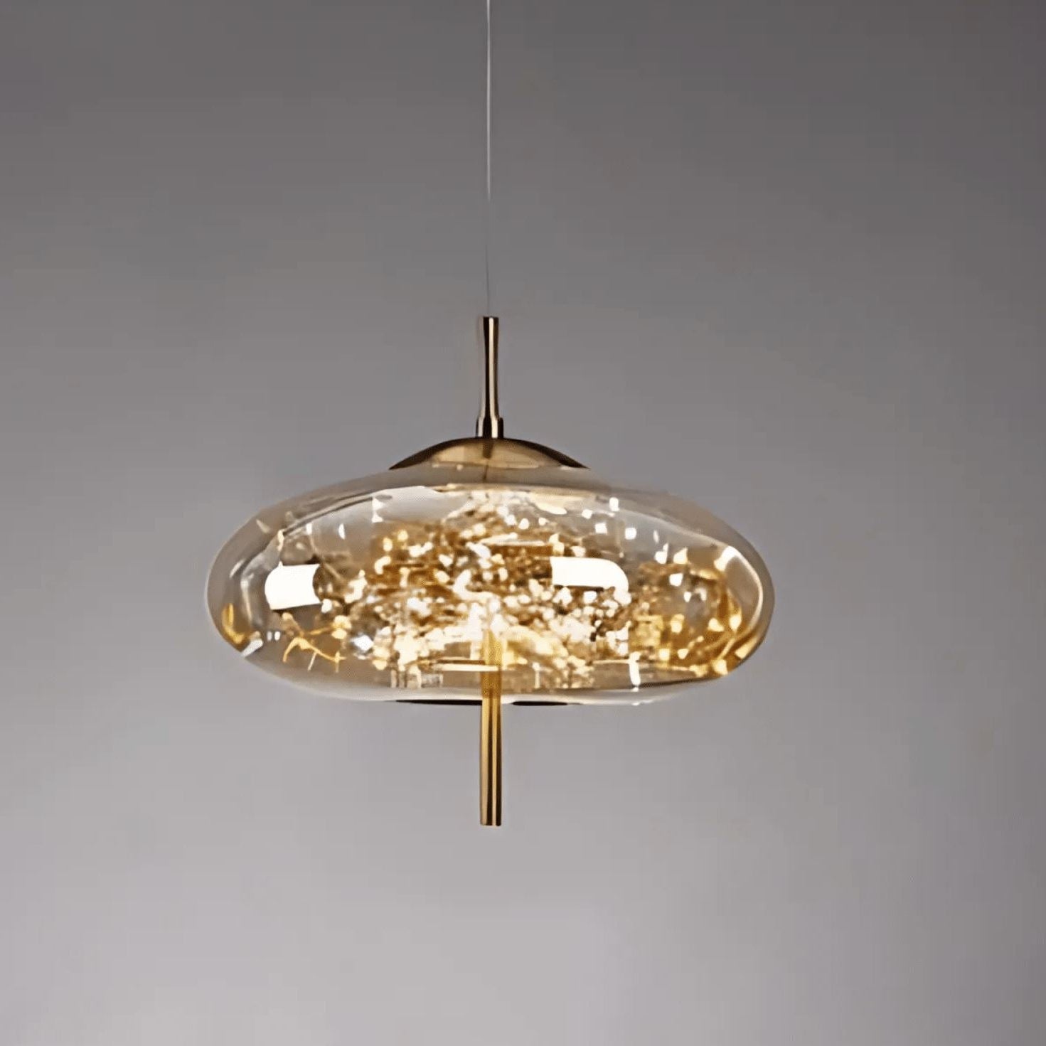 LuxRoyale Smoky Glass Pendant Light, Adjustable Wire Modern Lamp for Kitchen Island