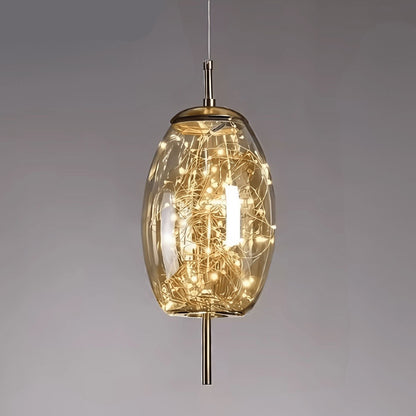 LuxRoyale Smoky Glass Pendant Light, Adjustable Wire Modern Lamp for Kitchen Island