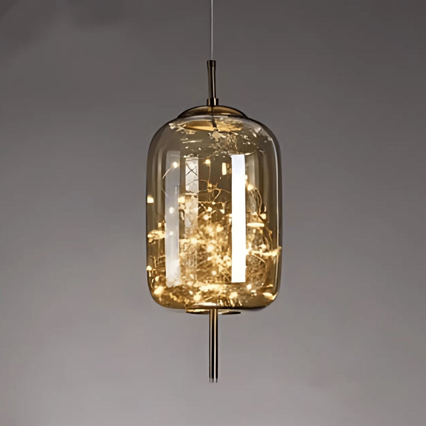LuxRoyale Smoky Glass Pendant Light, Adjustable Wire Modern Lamp for Kitchen Island