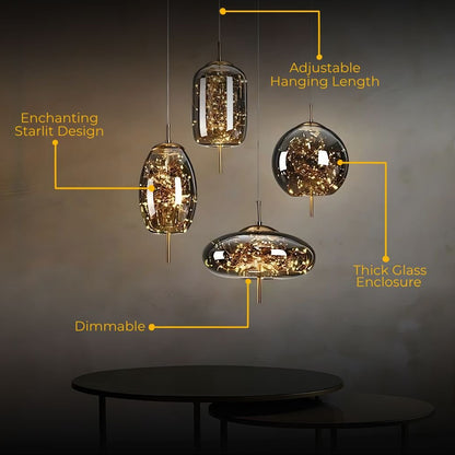 LuxRoyale Smoky Glass Pendant Light, Adjustable Wire Modern Lamp for Kitchen Island