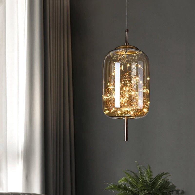 LuxRoyale Smoky Glass Pendant Light, Adjustable Wire Modern Lamp for Kitchen Island