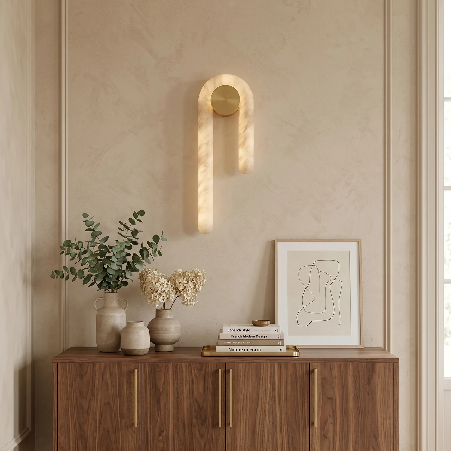 Modern J-Shape Alabaster Wall Sconce 0