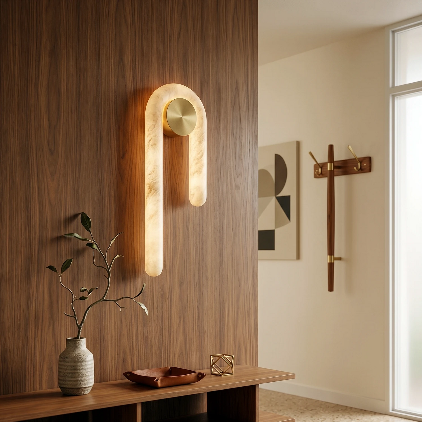 Modern J-Shape Alabaster Wall Sconce 2