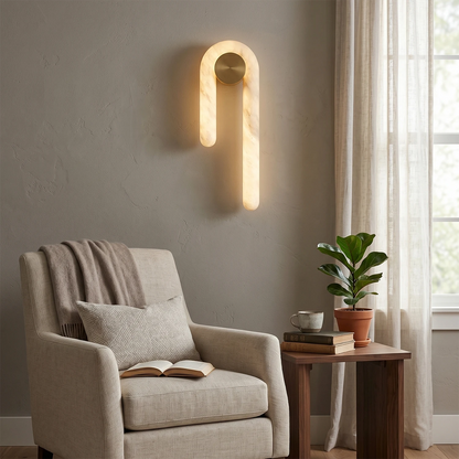 Modern J-Shape Alabaster Wall Sconce 4