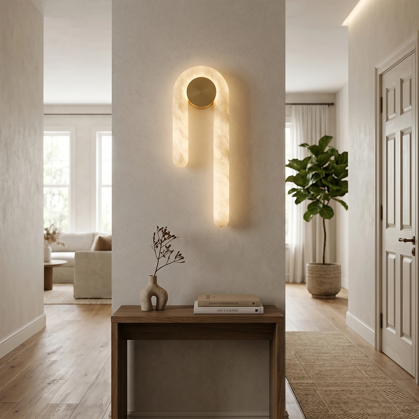 Modern J-Shape Alabaster Wall Sconce 5