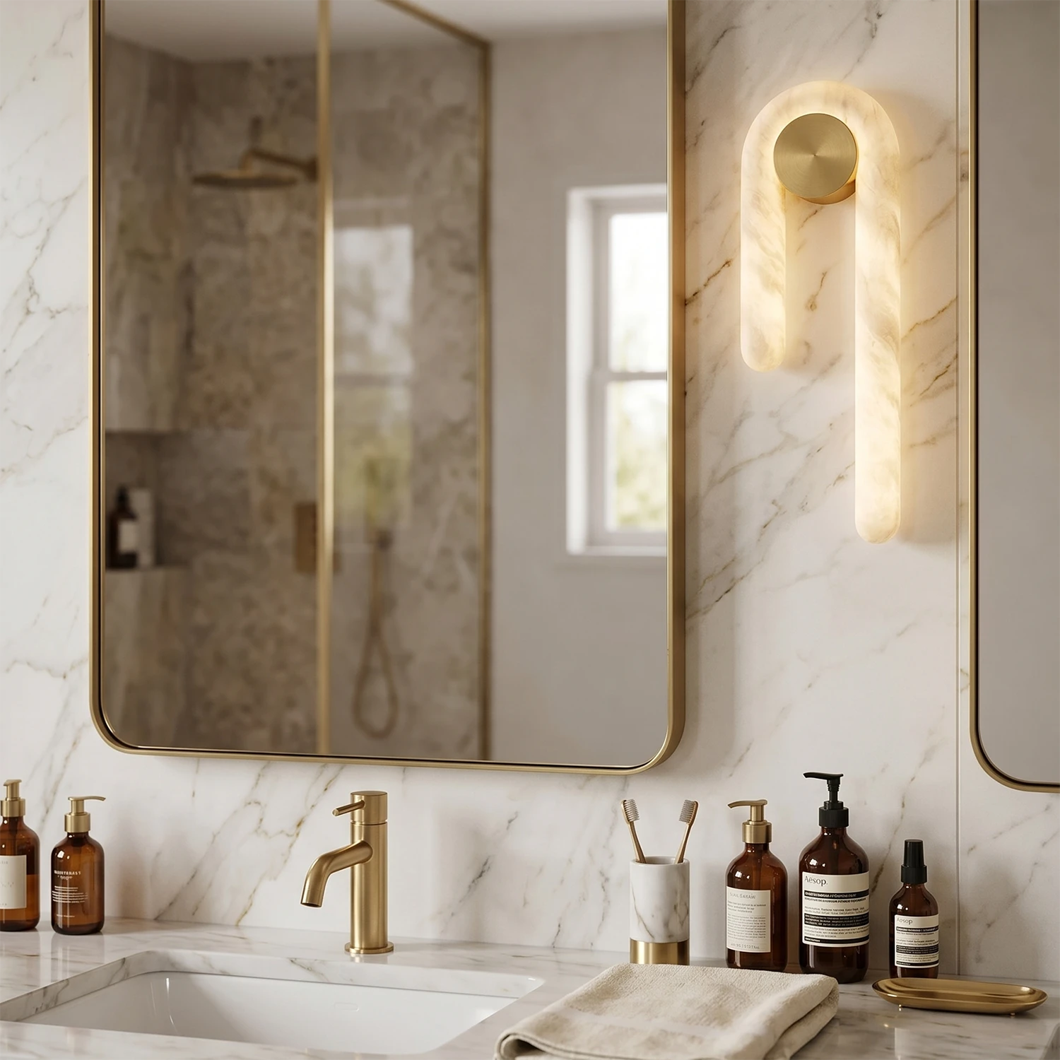 Modern J-Shape Alabaster Wall Sconce 6
