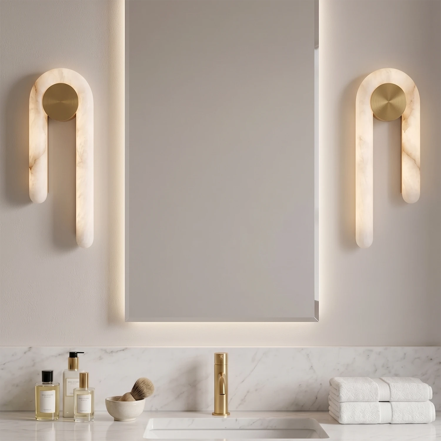 Modern J-Shape Alabaster Wall Sconce 8