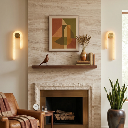 Modern J-Shape Alabaster Wall Sconce 9
