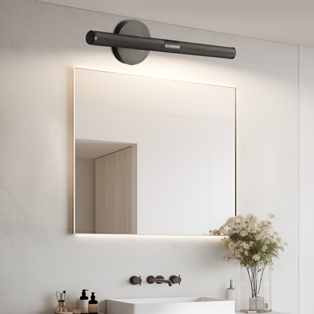 Modern Knurled Texture LED Bathroom Vanity Light Fixture with Swiveling Head 3